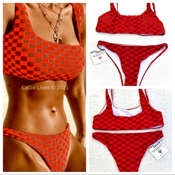 🎉HP NWT Sexy & Sporty Checkered Scoop 2Pc Bikini - Picture 6 of 13